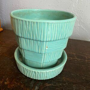 Vintage Turquoise Ceramic McCoy Planter